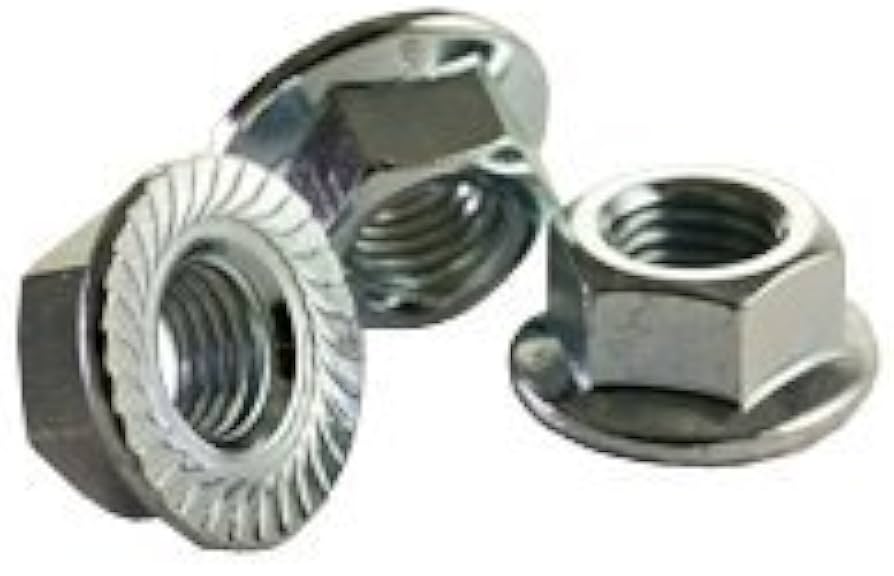 Picture of Brighton Best 547042 M8-1.25 Coarse Class 8 Hex Serrated Flange Nut Coarse Zinc Cr+3 Din 6923 / Iso 4161